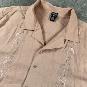 Junction‎ West Mens Embroidered Linen Blend Short Sleeve Button Up Shirt XXL